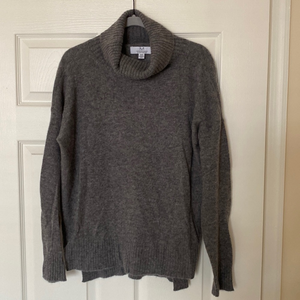 Grey Cashmere Turtleneck Sweater